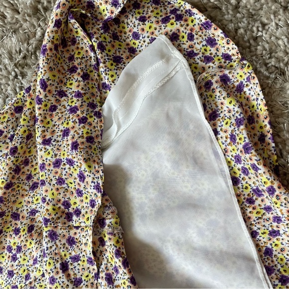 ZARA AW21 RUSHED DRAPED SATIN EFFECT FLORAL DRESS Size SMALL - Picture 8 of 12